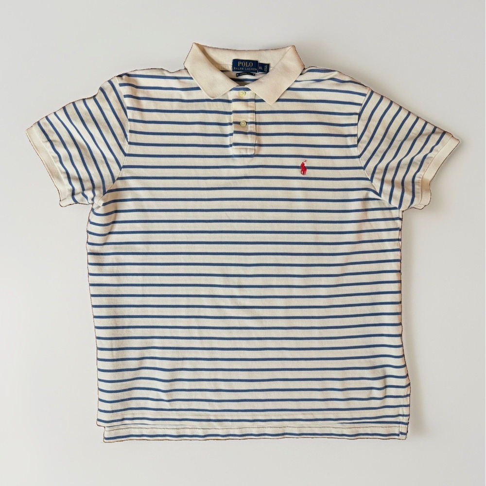 Polo Ralph Lauren Custom Fit Men's XL Striped Cotton Polo Shirt Emb Logo